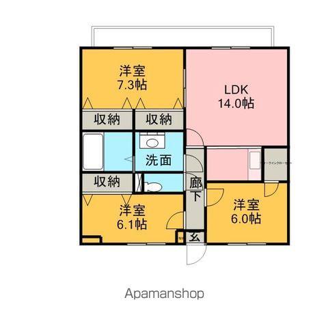 シティコートⅠ・Ⅱ(3LDK/2階)の間取り写真