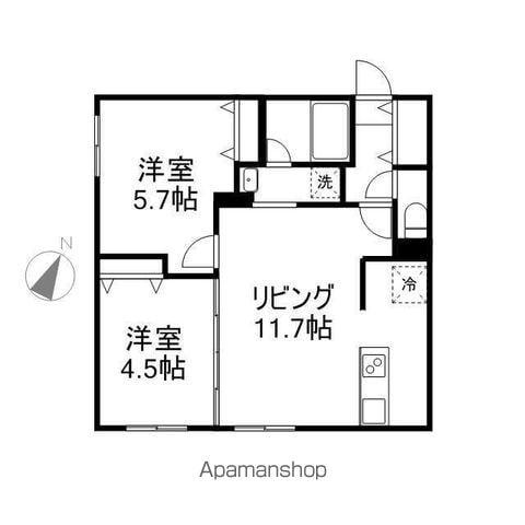 ラグゼマルヤマ(2LDK/4階)の間取り写真