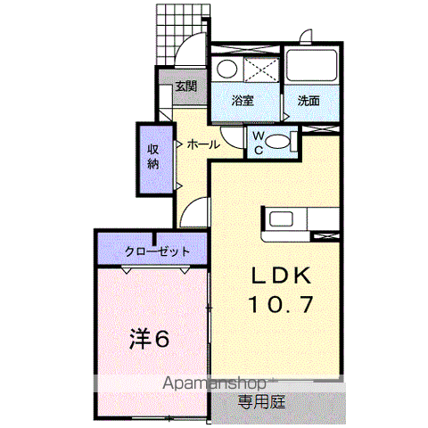 ビサンレジデンスⅡ(1LDK/1階)の間取り写真