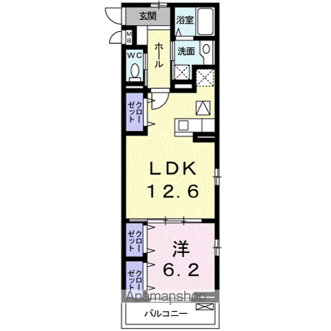 ローレルコート・K(1LDK/1階)の間取り写真