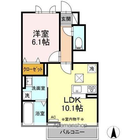 アネシス県庁東(1LDK/1階)の間取り写真