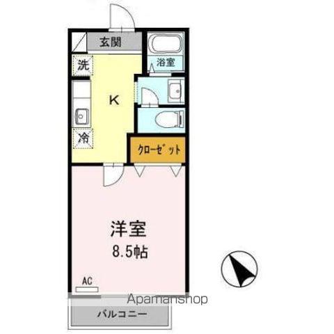 ル・グランⅢ(1K/1階)の間取り写真