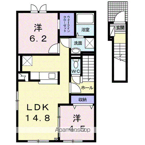 フェリス木場(2LDK/2階)の間取り写真