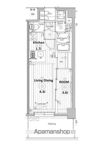 メイクスアート浄心(1LDK/8階)の間取り写真