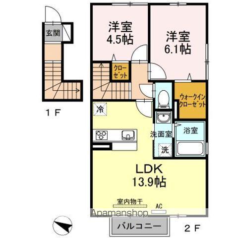ロセート(2LDK/2階)の間取り写真
