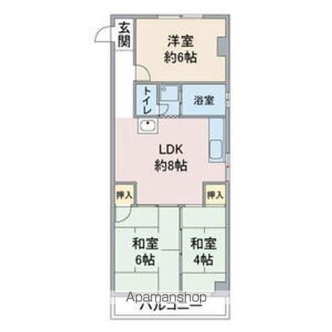 富善ビル(3DK/4階)の間取り写真