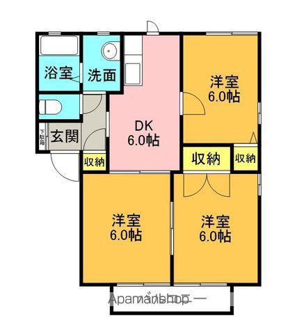 桂和ハイツA棟(3DK/1階)の間取り写真