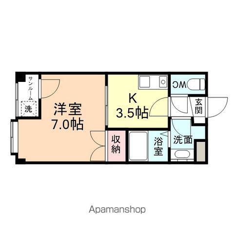 グランデ大山(1K/3階)の間取り写真