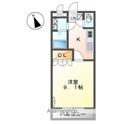 グランディール・S(1K/2階)の間取り写真