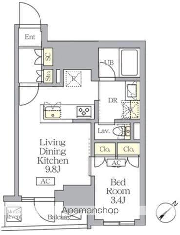MFPRコート日本橋馬喰町(1LDK/4階)の間取り写真