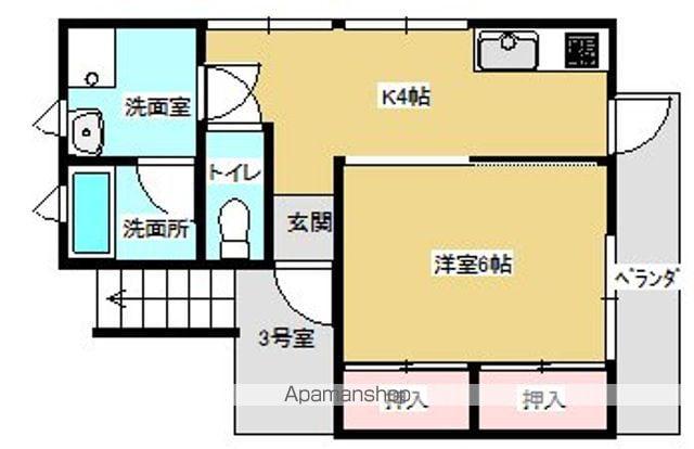 クレヴィー金色B(1K/2階)の間取り写真