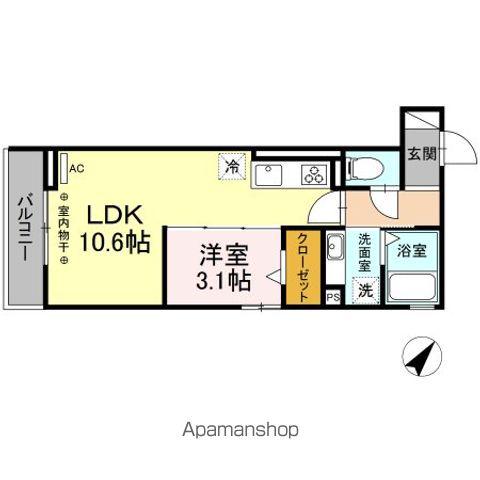 プロムナード八幡(1LDK/2階)の間取り写真