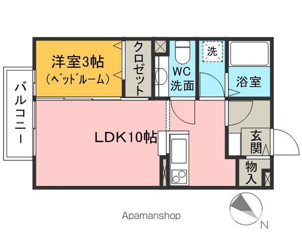 トレゾア(1LDK/2階)の間取り写真