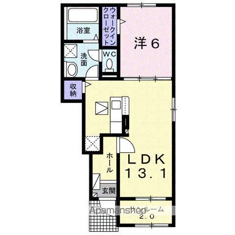 ヴァンヴェール西浜RS(1LDK/1階)の間取り写真