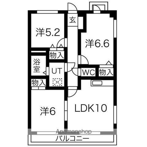 プロクシー貴船(3LDK/3階)の間取り写真