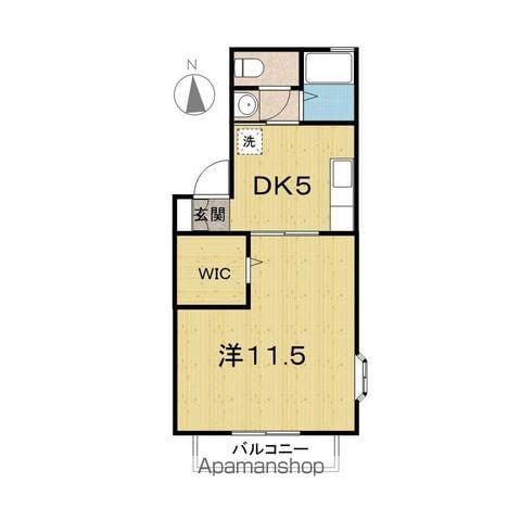 YOUライフクラサンA棟(1DK/2階)の間取り写真