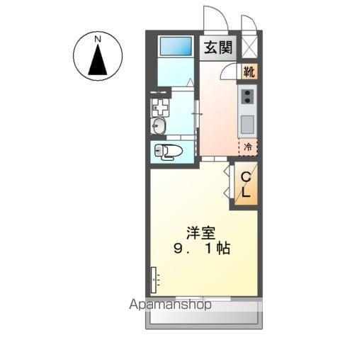 プリムール(1K/1階)の間取り写真