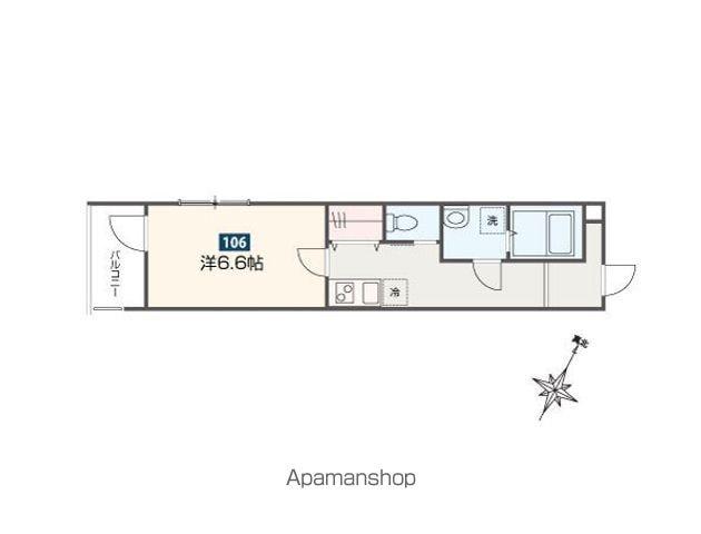 MELDIA福生Ⅲ(1K/1階)の間取り写真