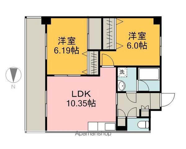 長楽寺マンション1号館(2LDK/2階)の間取り写真