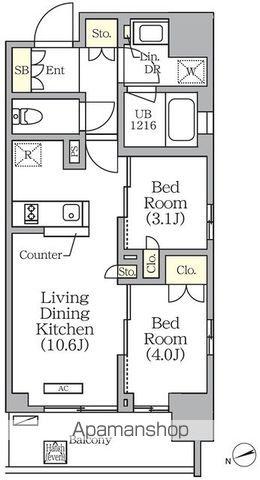 グランエール西日暮里(2LDK/8階)の間取り写真