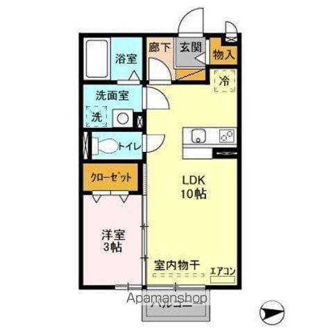 ルミエール東光台A棟(1LDK/2階)の間取り写真