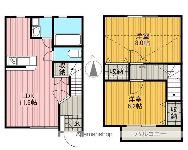 プリマヴェーラ今嶺Ⅱ(2LDK/1階)の間取り写真