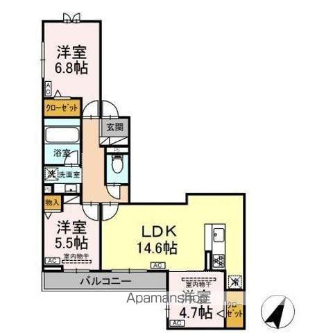 シェルメール(3LDK/3階)の間取り写真