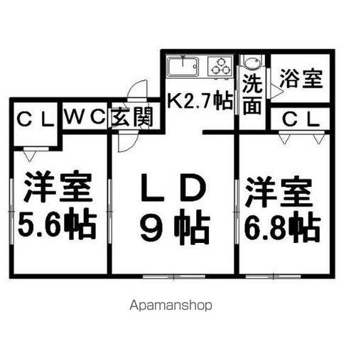 リバティ泉(2LDK/1階)の間取り写真