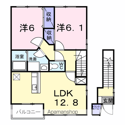 プラードⅡ(2LDK/2階)の間取り写真