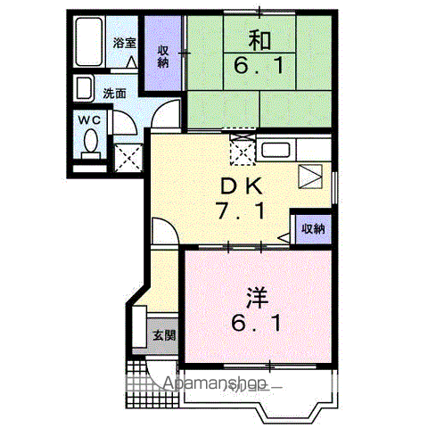 カリーノⅡ(2DK/1階)の間取り写真