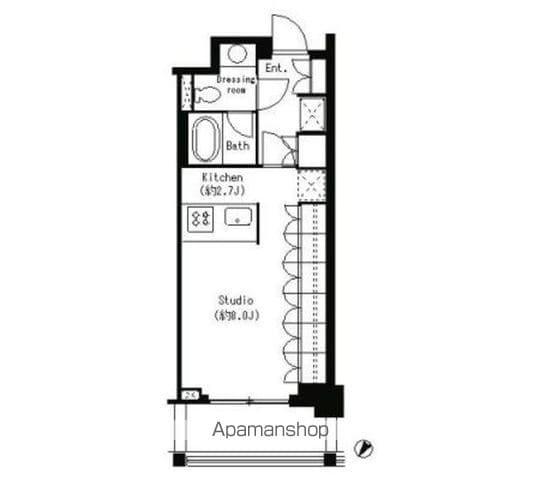 パークキューブ目黒タワー(1K/1階)の間取り写真