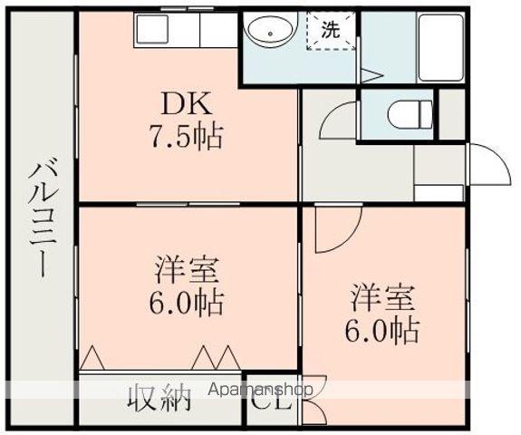 サンプレイス合志(2DK/3階)の間取り写真