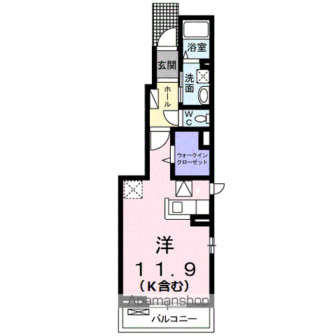 カーサ・フェリーチェTK2(ワンルーム/1階)の間取り写真