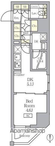アジールコート王子(1DK/6階)の間取り写真