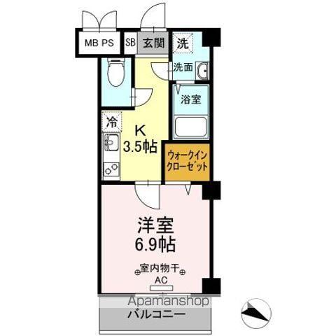 グリーンフィールド(1K/5階)の間取り写真