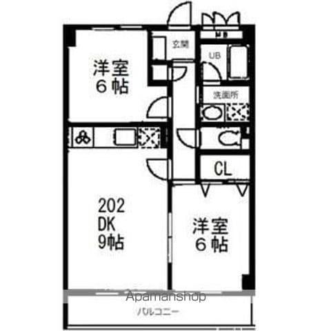 ユングフラウ(2DK/2階)の間取り写真