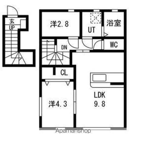 TX前沢 B(1SLDK/2階)の間取り写真