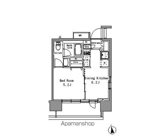 パークアクシス亀戸中央公園(1DK/12階)の間取り写真