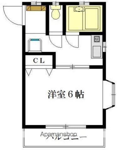 柿ノ木荘(1K/2階)の間取り写真