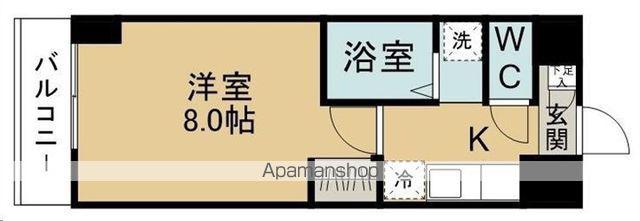 ベルハイム山手町(1K/1階)の間取り写真