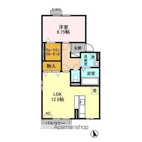 グリシーヌB(1LDK/2階)の間取り写真