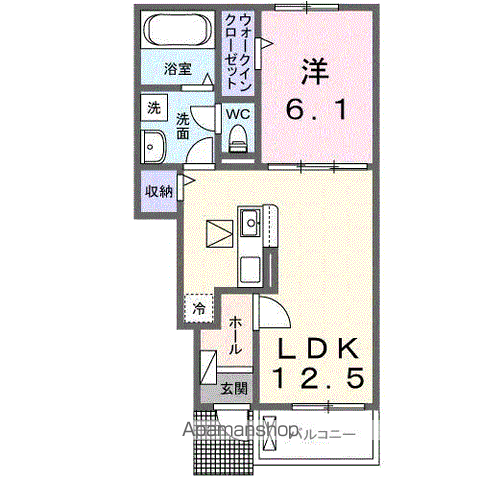 アンフィニ アムールⅡ(1LDK/1階)の間取り写真