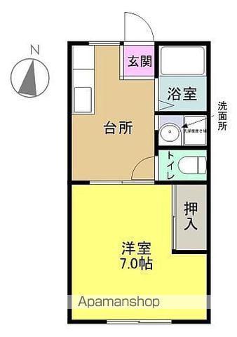 リバーサイド鎌田(1DK/1階)の間取り写真