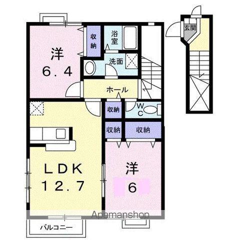 ラフィネ・メゾンC(2LDK/2階)の間取り写真