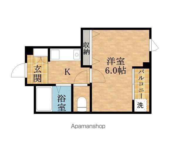 GRANVIA山本(1K/2階)の間取り写真