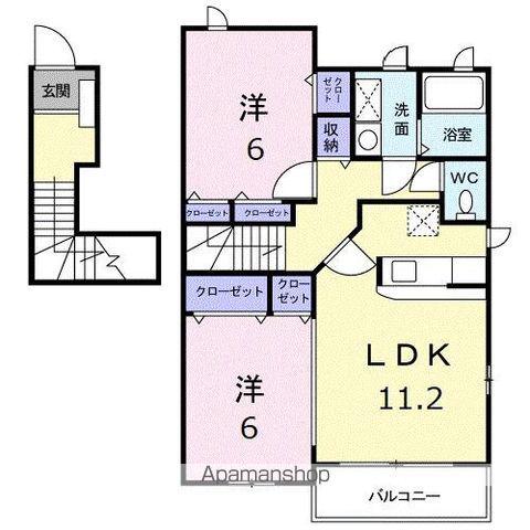 サンルート堂山A(2LDK/2階)の間取り写真