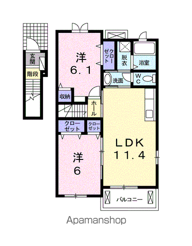 グレイスVILLAⅡ(2LDK/2階)の間取り写真