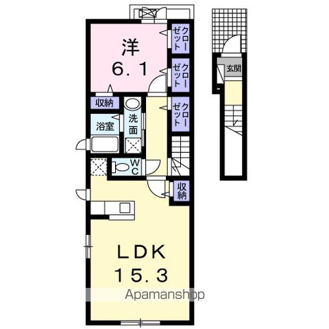 コンフォート スペース(1LDK/2階)の間取り写真