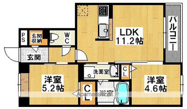 グランドシャーメゾン北花田N棟S棟(2LDK/3階)の間取り写真