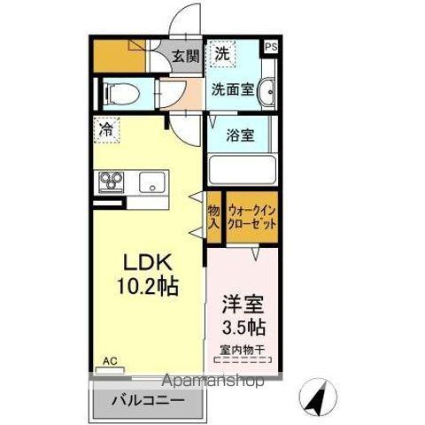 パティオ桃李(1LDK/2階)の間取り写真